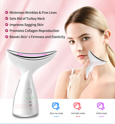 EMS Microcurrent Neck & Face Beauty Device with LED Photon Therapy